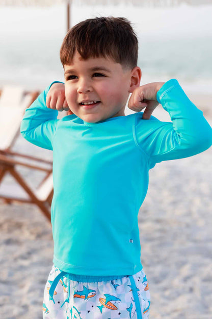 Long Sleeve Rash Guard Shirt | Sharking Blue