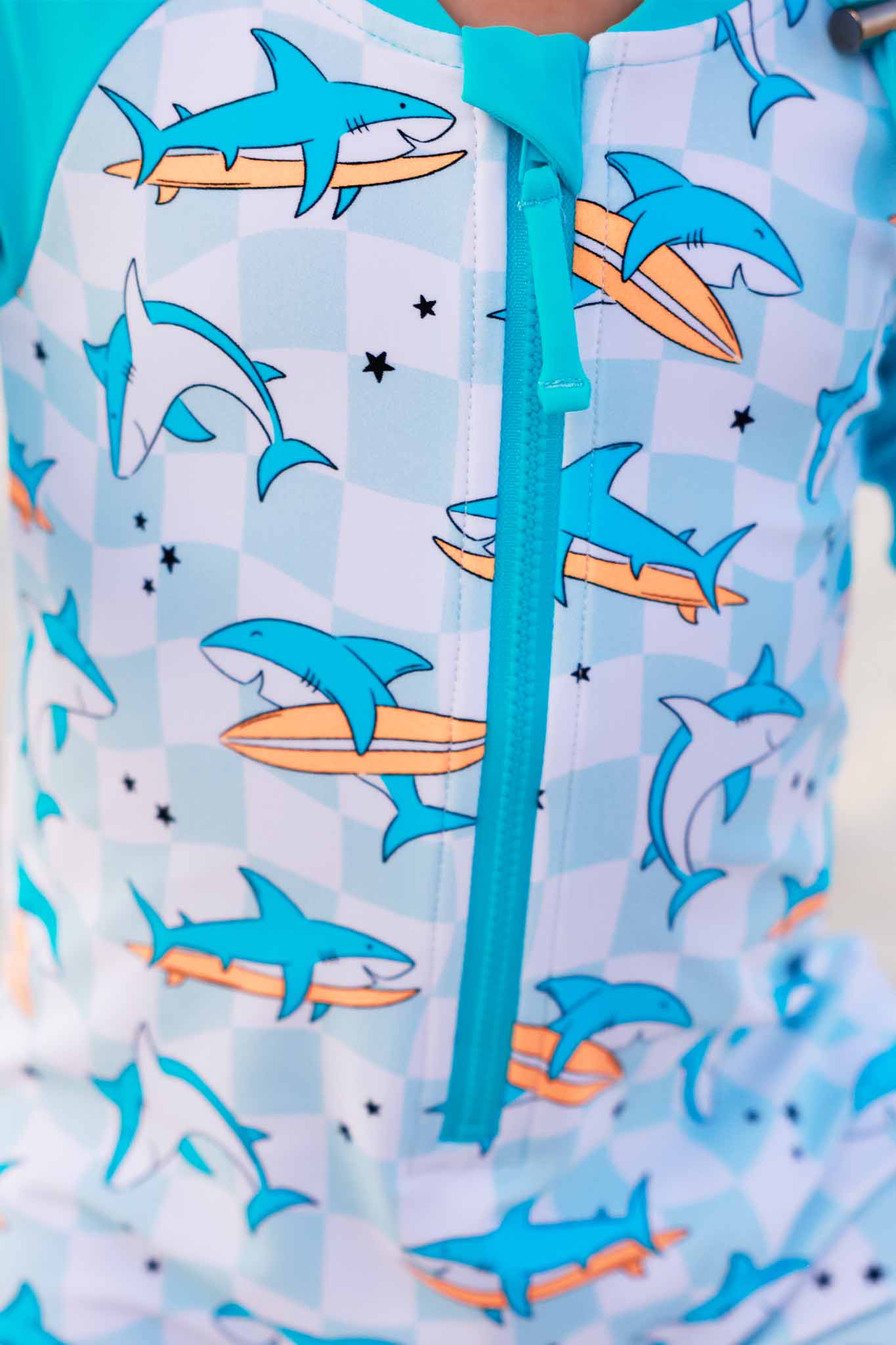 Long Sleeve Rash Guard Swim Romper Shortie | Totally Jawsome