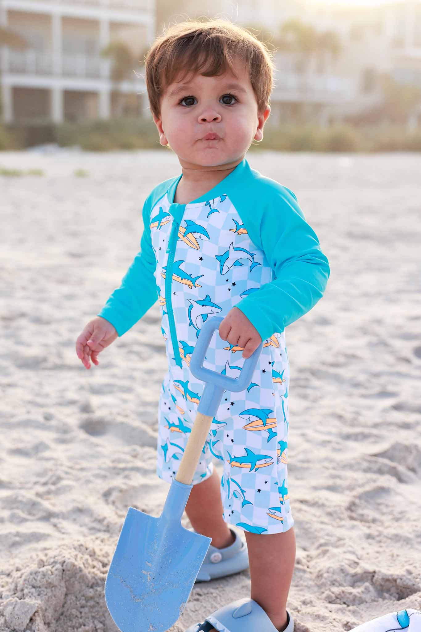 Long Sleeve Rash Guard Swim Romper Shortie | Totally Jawsome