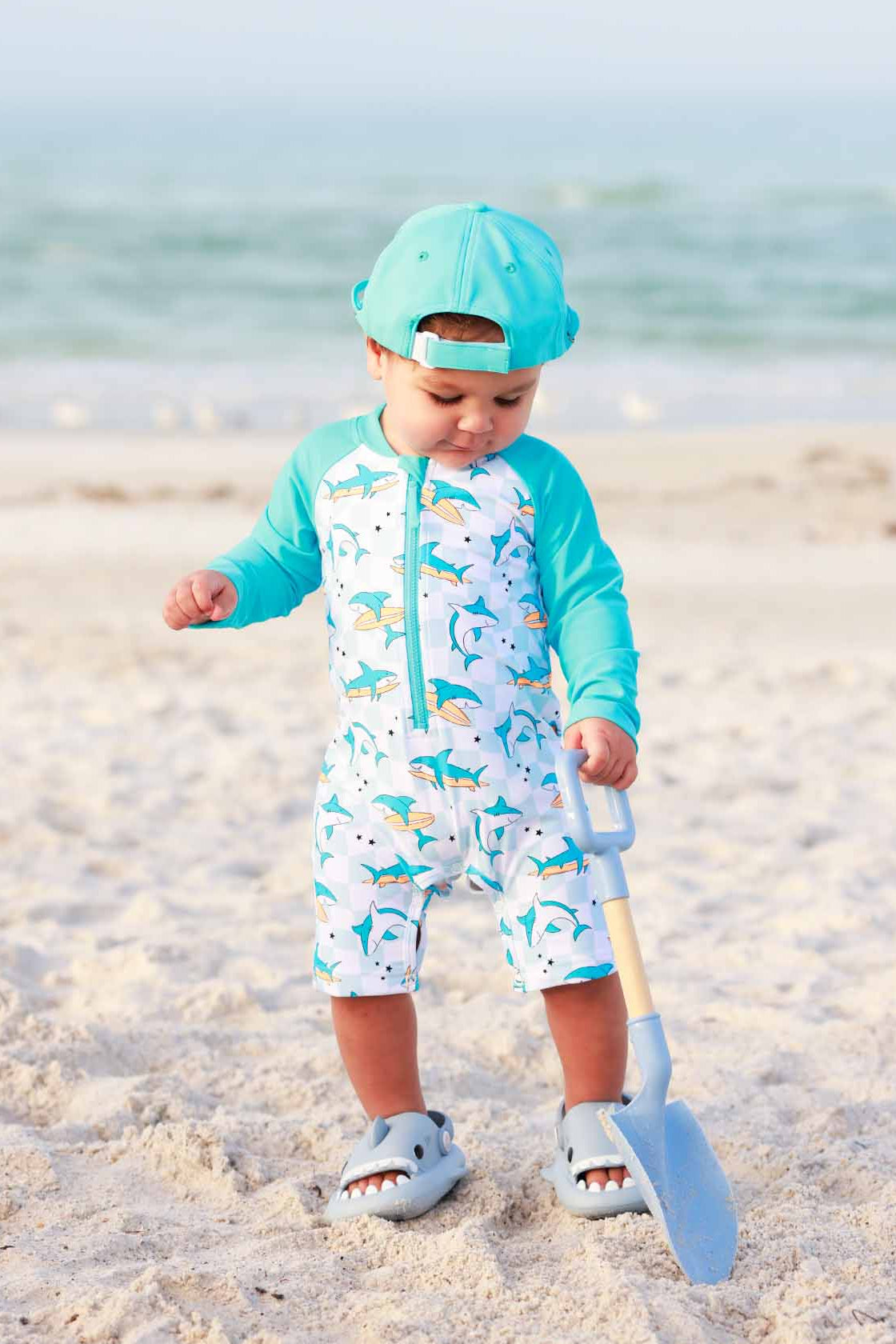 Long Sleeve Rash Guard Swim Romper Shortie | Totally Jawsome
