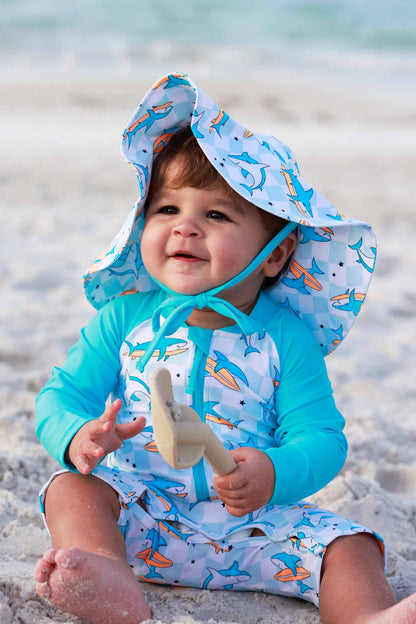 Long Sleeve Rash Guard Swim Romper Shortie | Totally Jawsome