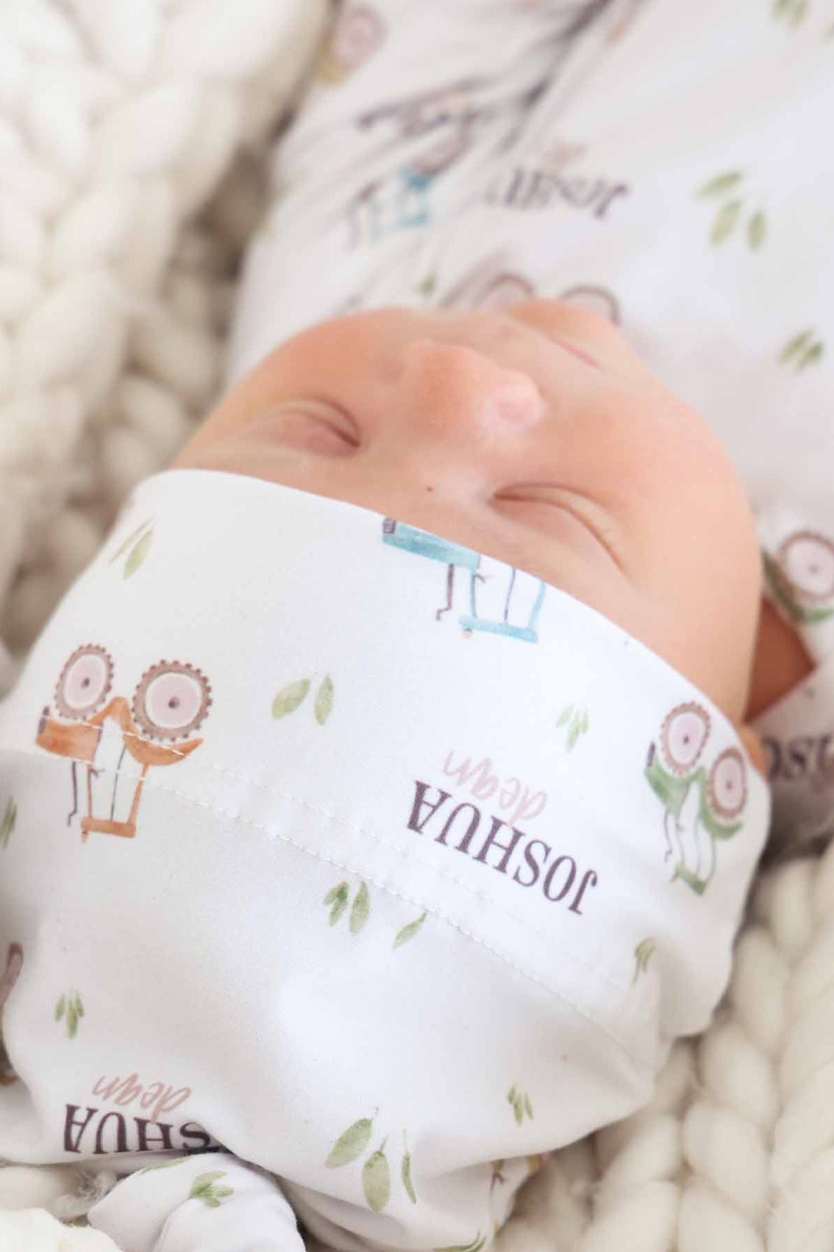 Little Farmer Personalized Newborn Baby Knot Gown