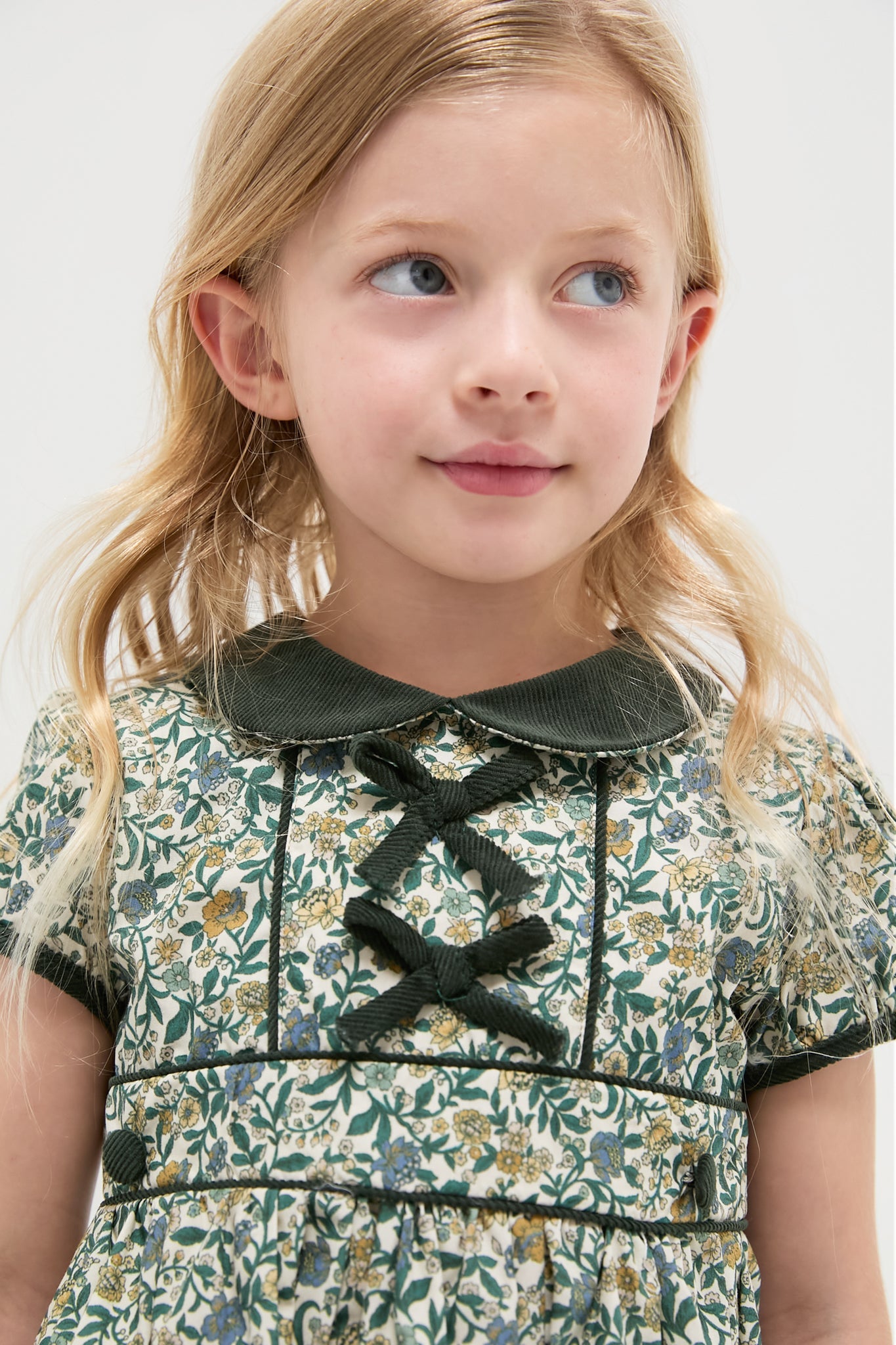 Bottle Green Floral Portia Girl Dress