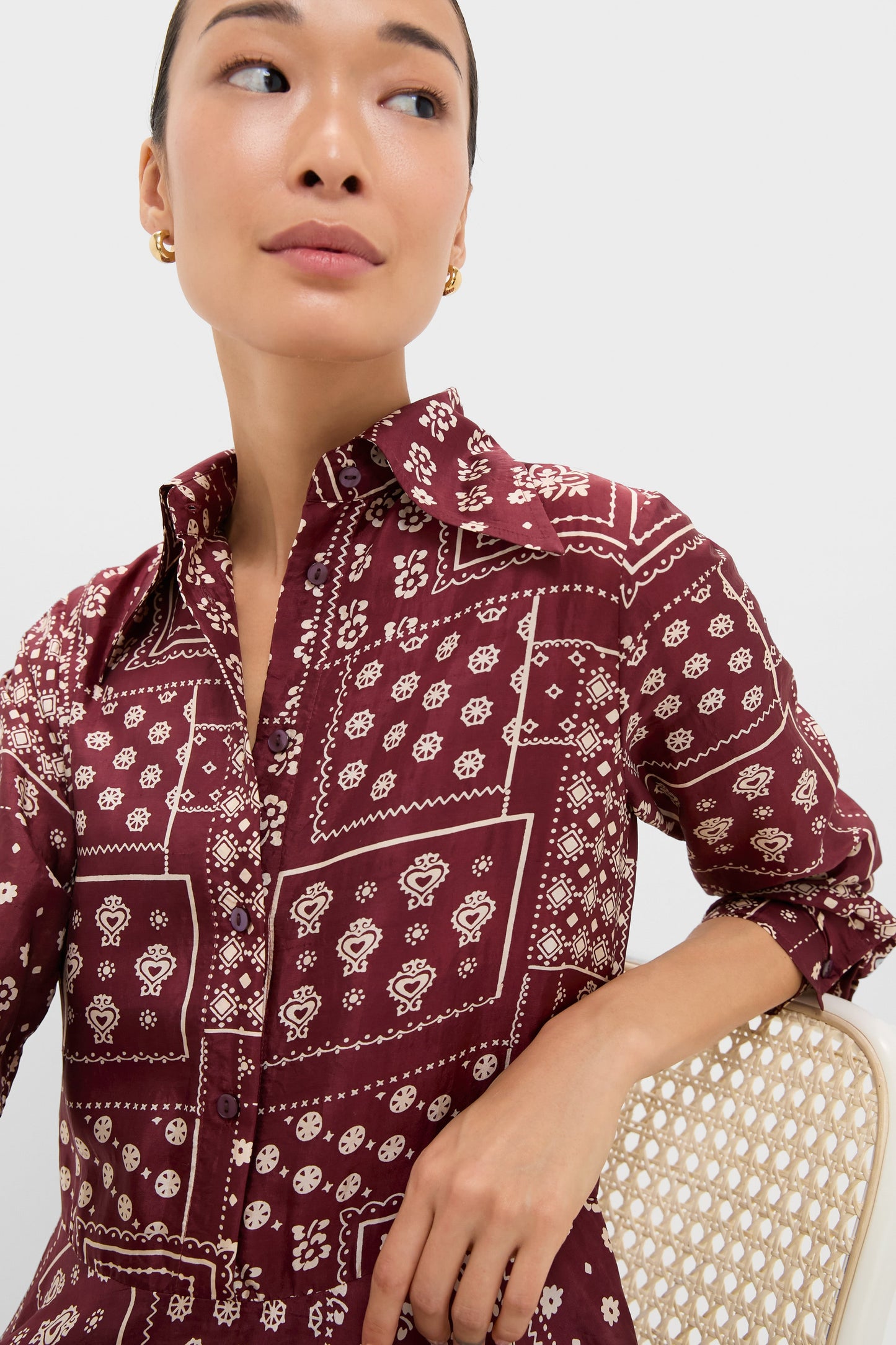Brown Saddle Aelin Panel Silk Dress