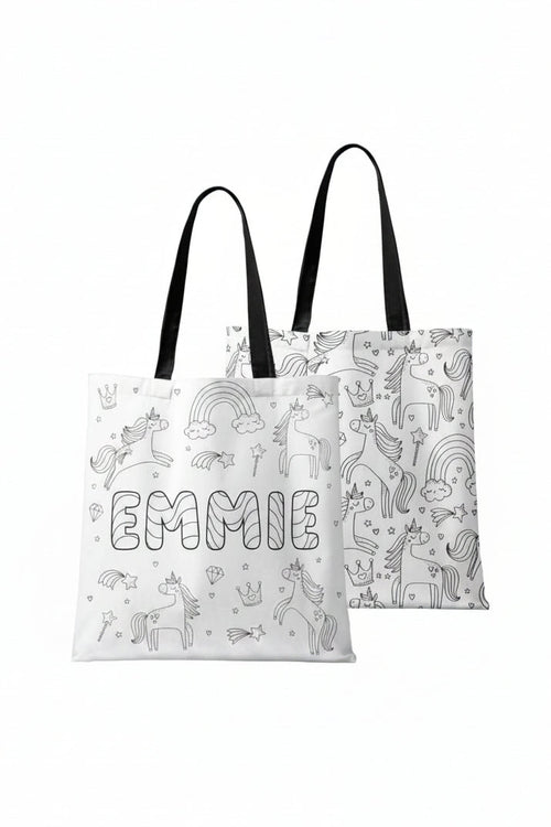 Colorable Personalized Tote Bags | Enchanted Unicorns