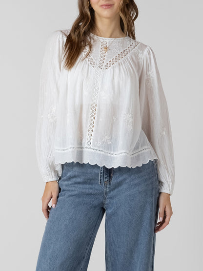 DEX Crochet Detail Embroidered Blouse