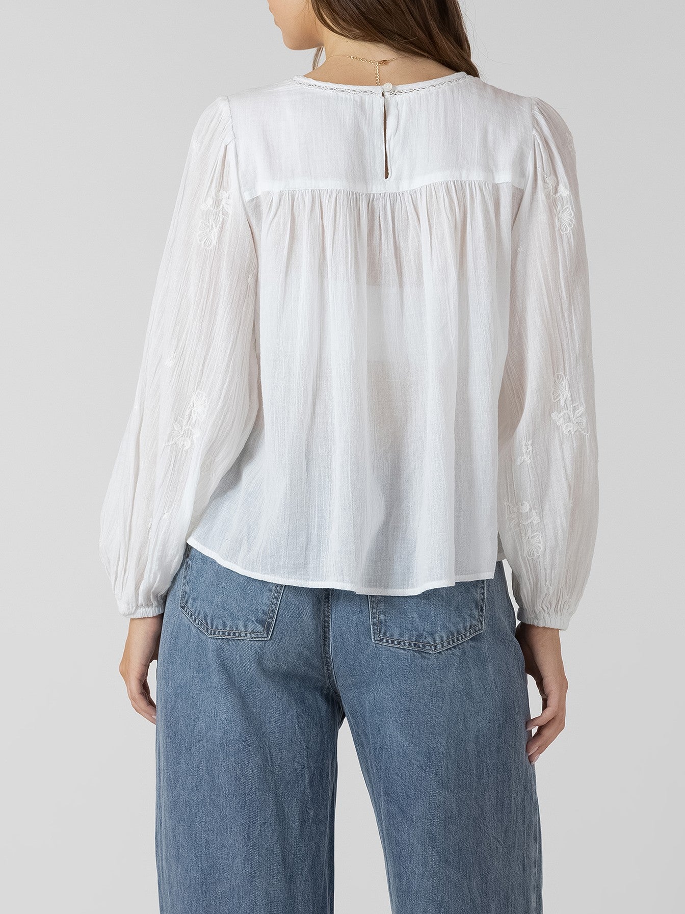 DEX Crochet Detail Embroidered Blouse