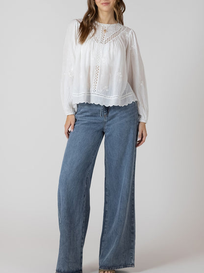 DEX Crochet Detail Embroidered Blouse