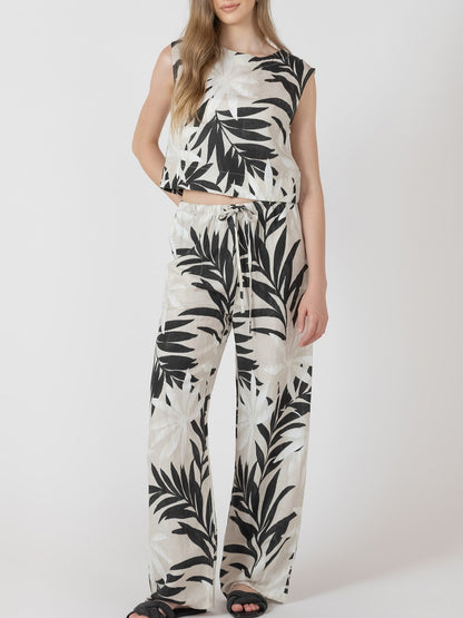 BLACK TAPE Button Back Printed Top