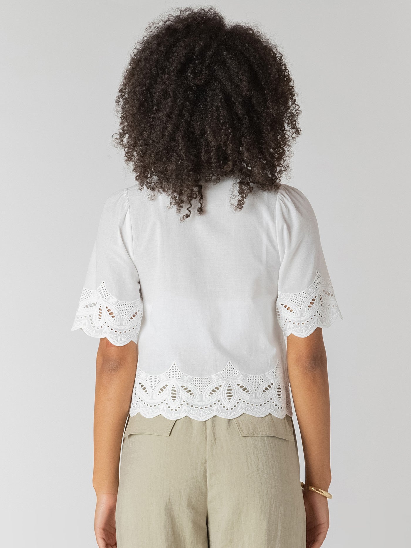 ROOM 34 Eyelet Trim Blouse