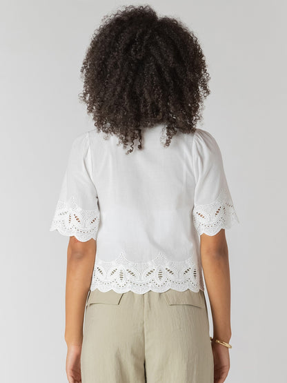 ROOM 34 Eyelet Trim Blouse