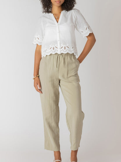 ROOM 34 Eyelet Trim Blouse