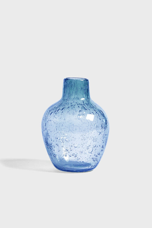 Candy Blue Hand Blown Bubble Glass Vase