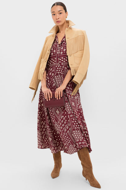 Brown Saddle Aelin Panel Silk Dress