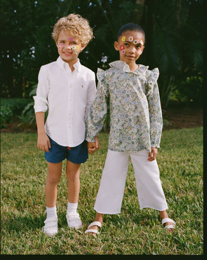 Boys White Long-Sleeve Oxford Button-Down Sportshirt