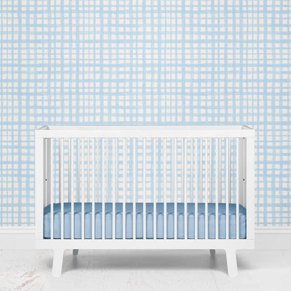 Baby Blue Plaid Removable Wallpaper