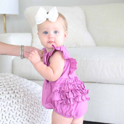 Embroidered Sleeveless Ruffle Bubble Romper