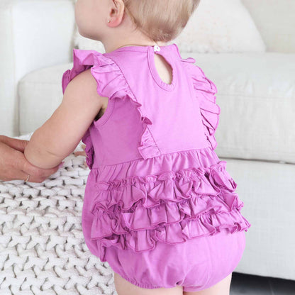 Embroidered Sleeveless Ruffle Bubble Romper