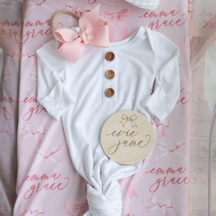 Personalized Baby Name Wood Announcement | Top Bow