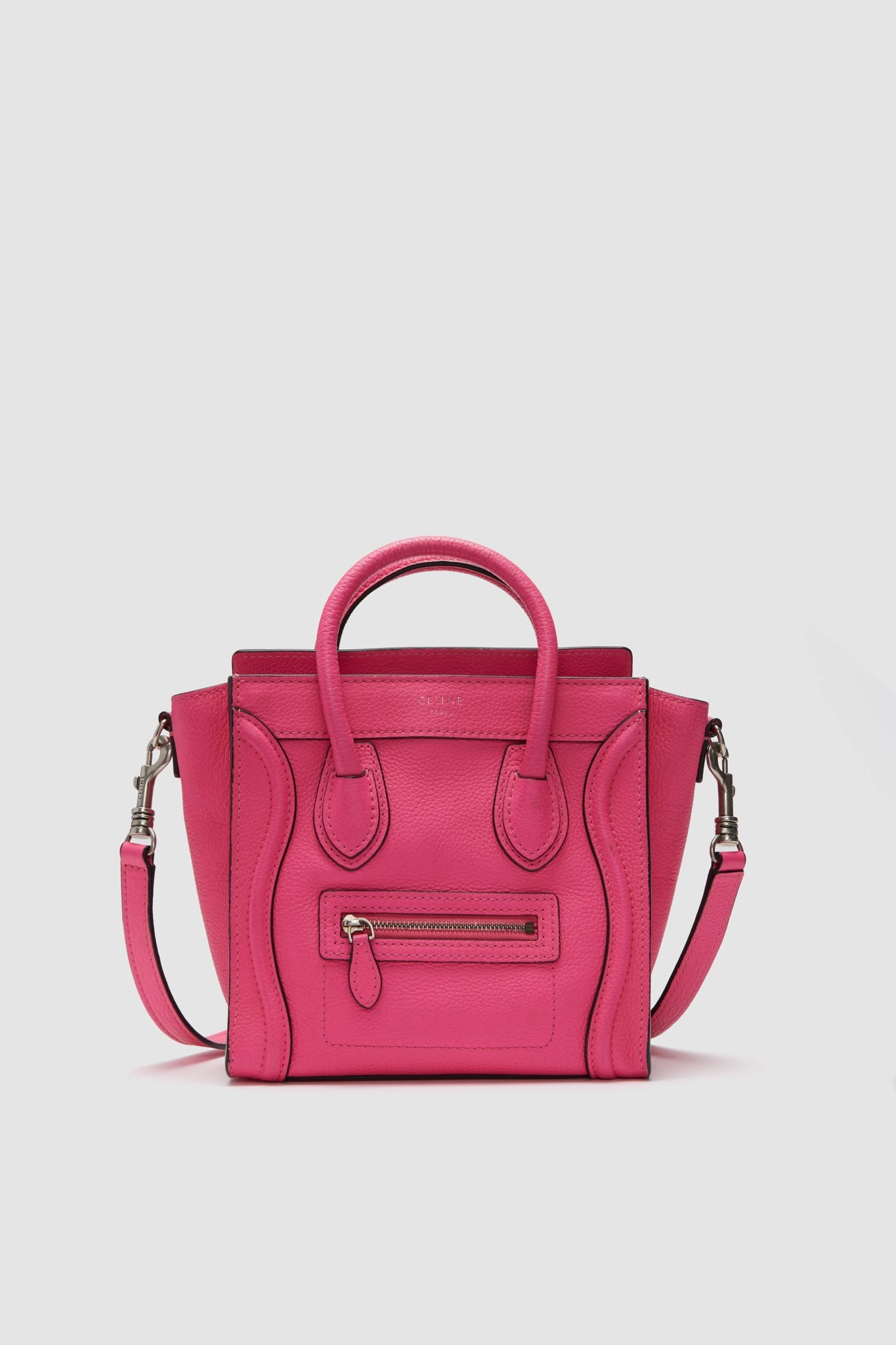 CELINE Pink Leather Mini Luggage Shoulder Bag