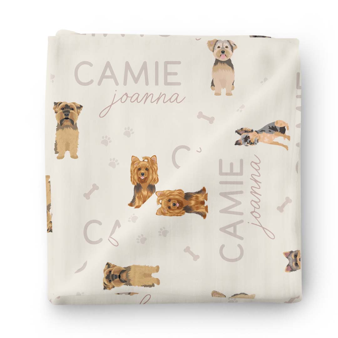 Personalized Baby Name Swaddle Blanket | Dog Breeds