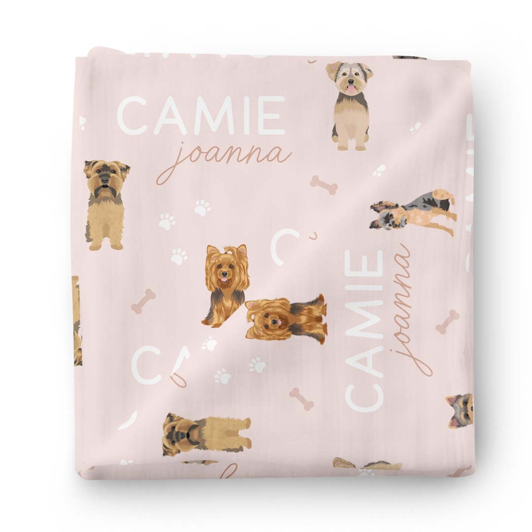 Personalized Baby Name Swaddle Blanket | Dog Breeds