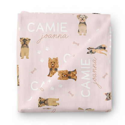 Personalized Baby Name Swaddle Blanket | Dog Breeds