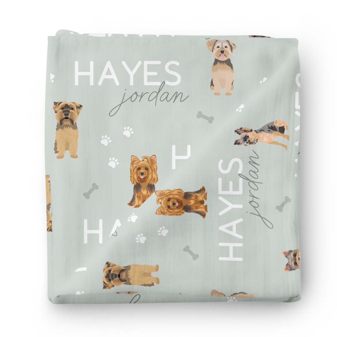 Personalized Baby Name Swaddle Blanket | Dog Breeds