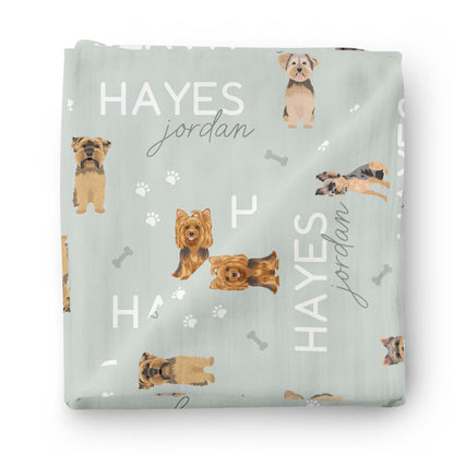Personalized Baby Name Swaddle Blanket | Dog Breeds