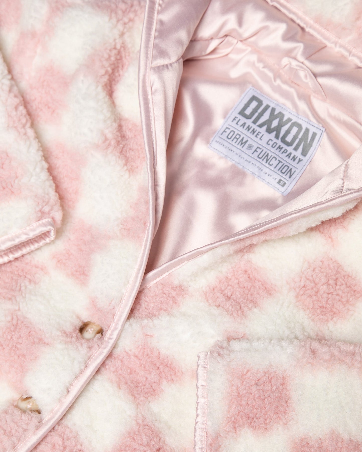 Youth Checkered Sherpa Cardigan - Pink & Cream
