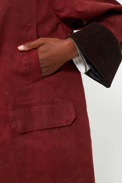 Brick Red Chiltern Street Jacket in Waxed Cotton
